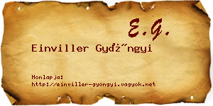 Einviller Gyöngyi névjegykártya